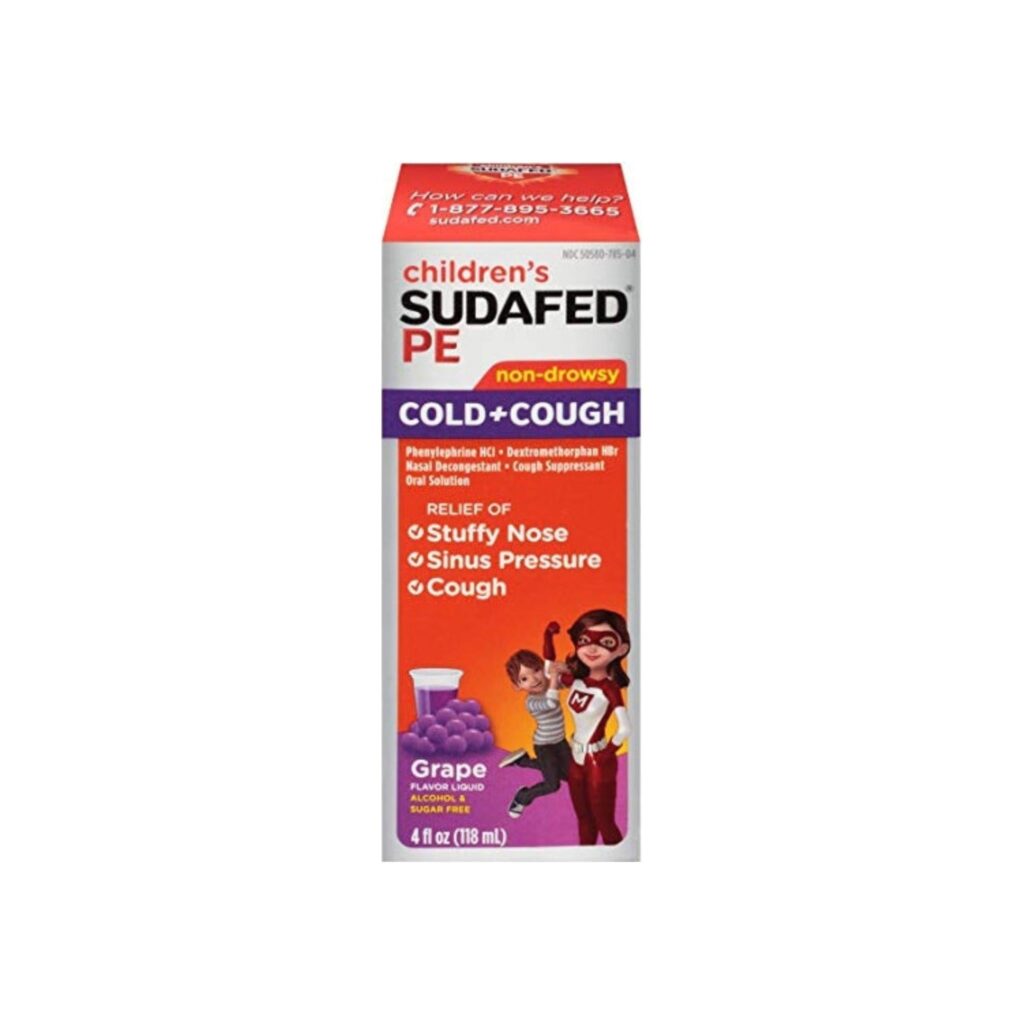 SUDAFED PE Children’s Cold & Cough Liquid Grape 4 oz valpacks