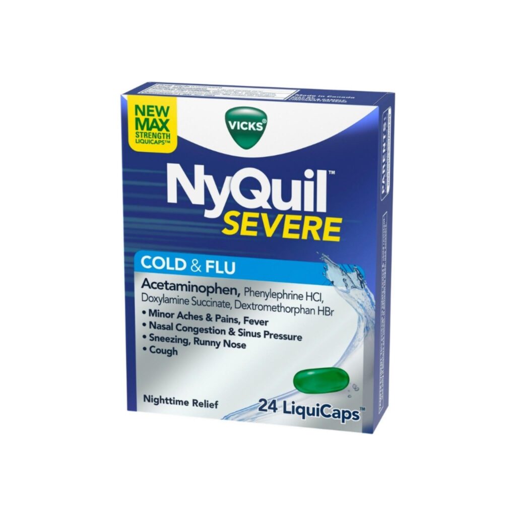 Vicks NyQuil Severe Cold & Flu Nighttime Relief Liquicaps, 24 ea valpacks