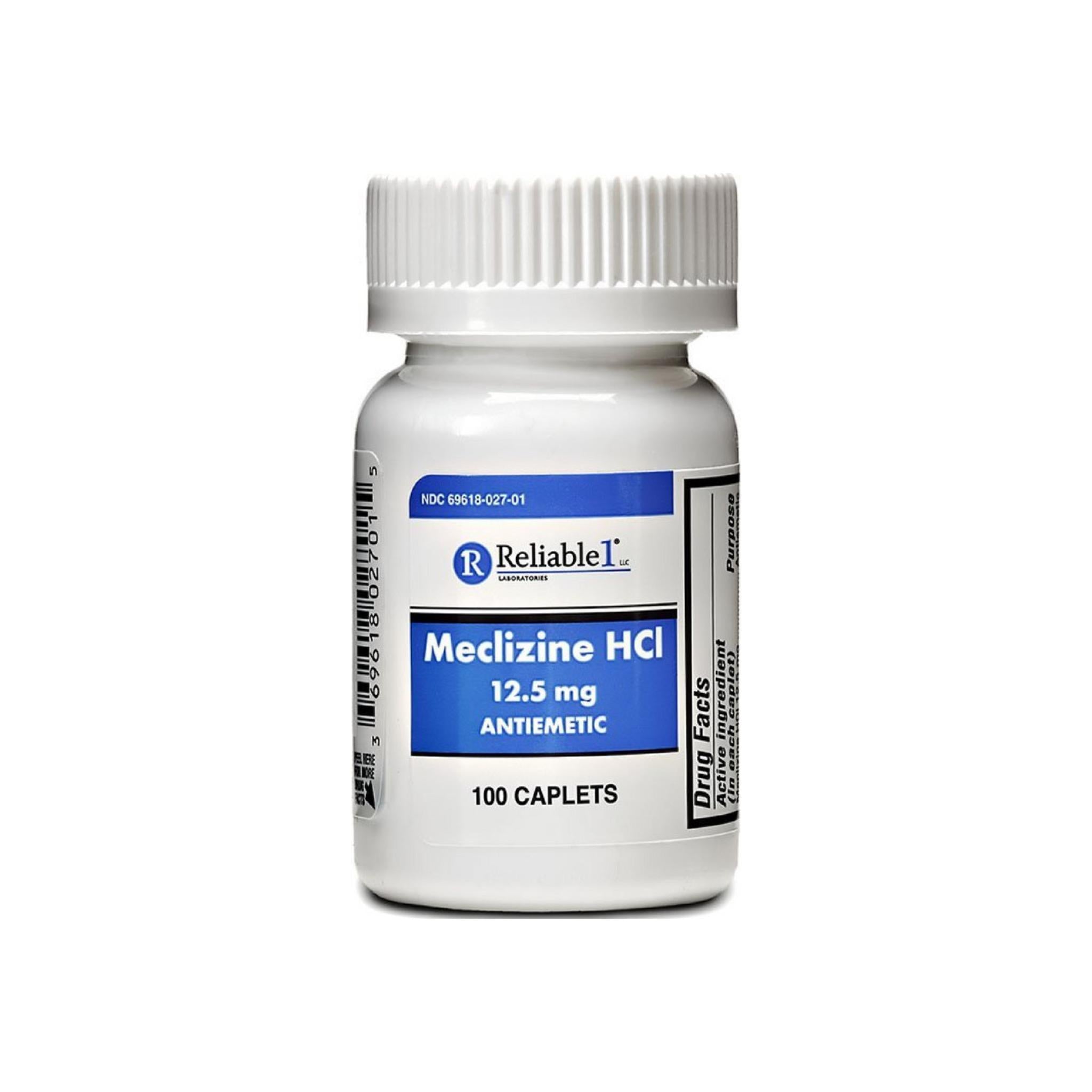 Reliable 1 Meclizine HCL 12.5mg Caplets 100 ea valpacks